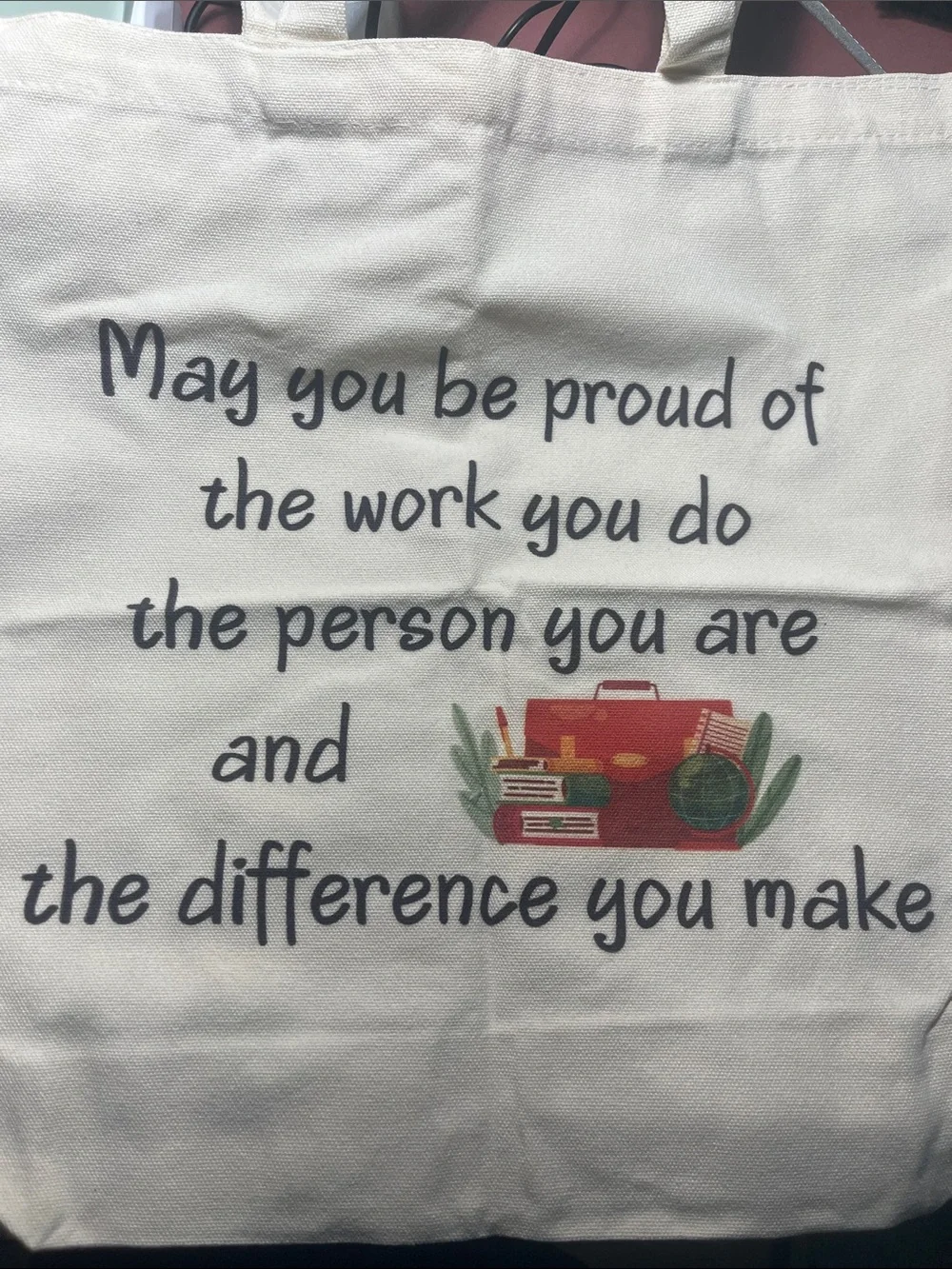 Inspirational Natural Canvas Tote Bag - Proud of the Work You Do NWOT
